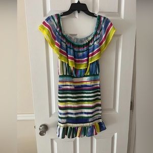 HER BOTTARI MULTICOLORE RUFFLE MINI DRESS